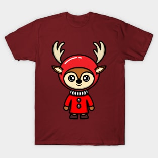 kawaii doodle cute deer christmas T-Shirt